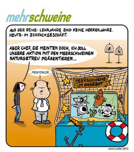 mehr schweine-Cartoon, veröffentlicht im Grips&Co-Taschenkalender, herausgegeben von der RUNDSCHAU für den Lebensmittelhandel