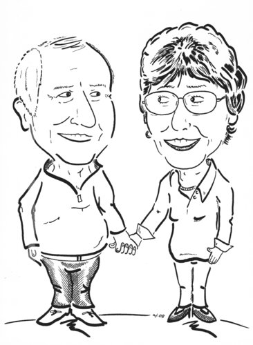 Karikatur eines Ehepaares für eine Karte, Kunde: Privatperson